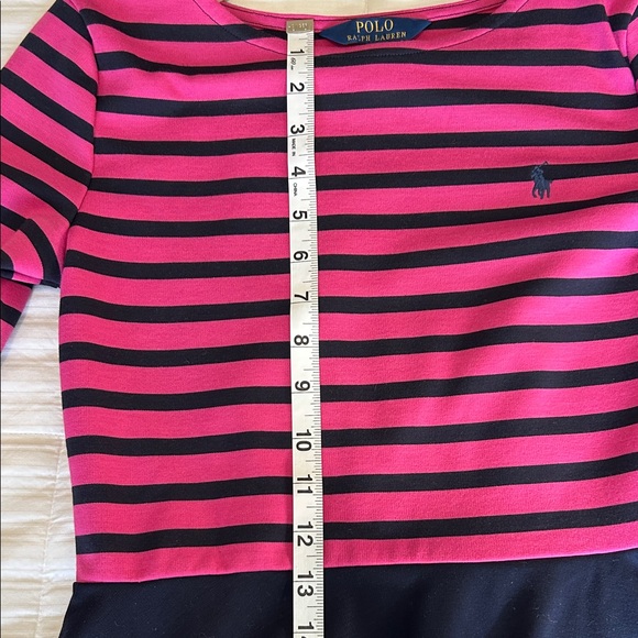 Polo Ralph Lauren Girls Fuchsia and Navy Striped Ponte Dress Size XL(16) - Picture 7 of 8